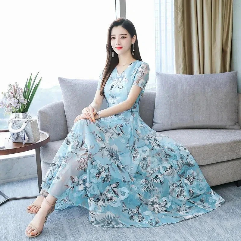 Dress Women 2022 Spring Summer New Elegant Fashion Chiffon Print Dresses Female Casual Large Size Long Over Knee Floral Skirt
Dress Women 2022 Spring Summer New Elegant Fashion Chiffon Print Dresses Female Casual Large Size Long Over Knee Floral Skirt