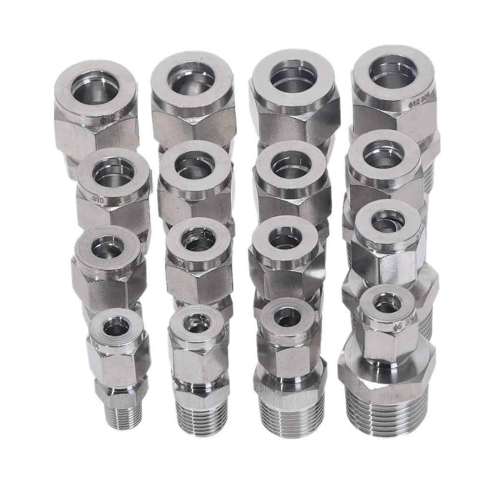 

Steel Straight Conversion Adapter Fittins 304 SS Pipe Fitting Tube DSJ-M,YDF-LOK,LOK, Ferrule Connector 1/8’’ 1/4'' 3/8'' 1/2''