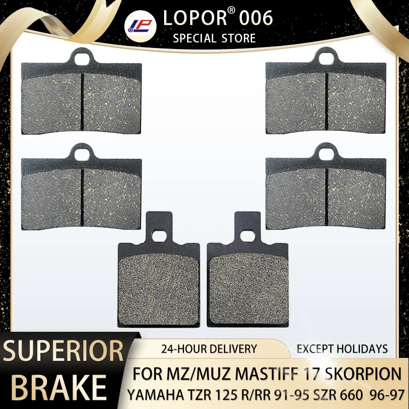 

LOPOR Motorcycle Brake Pads Front&Rear For MZ/MUZ Mastiff 17 Skorpion YAMAHA TZR 125 R 91-93 RR 94-95 SZR 660 96-97