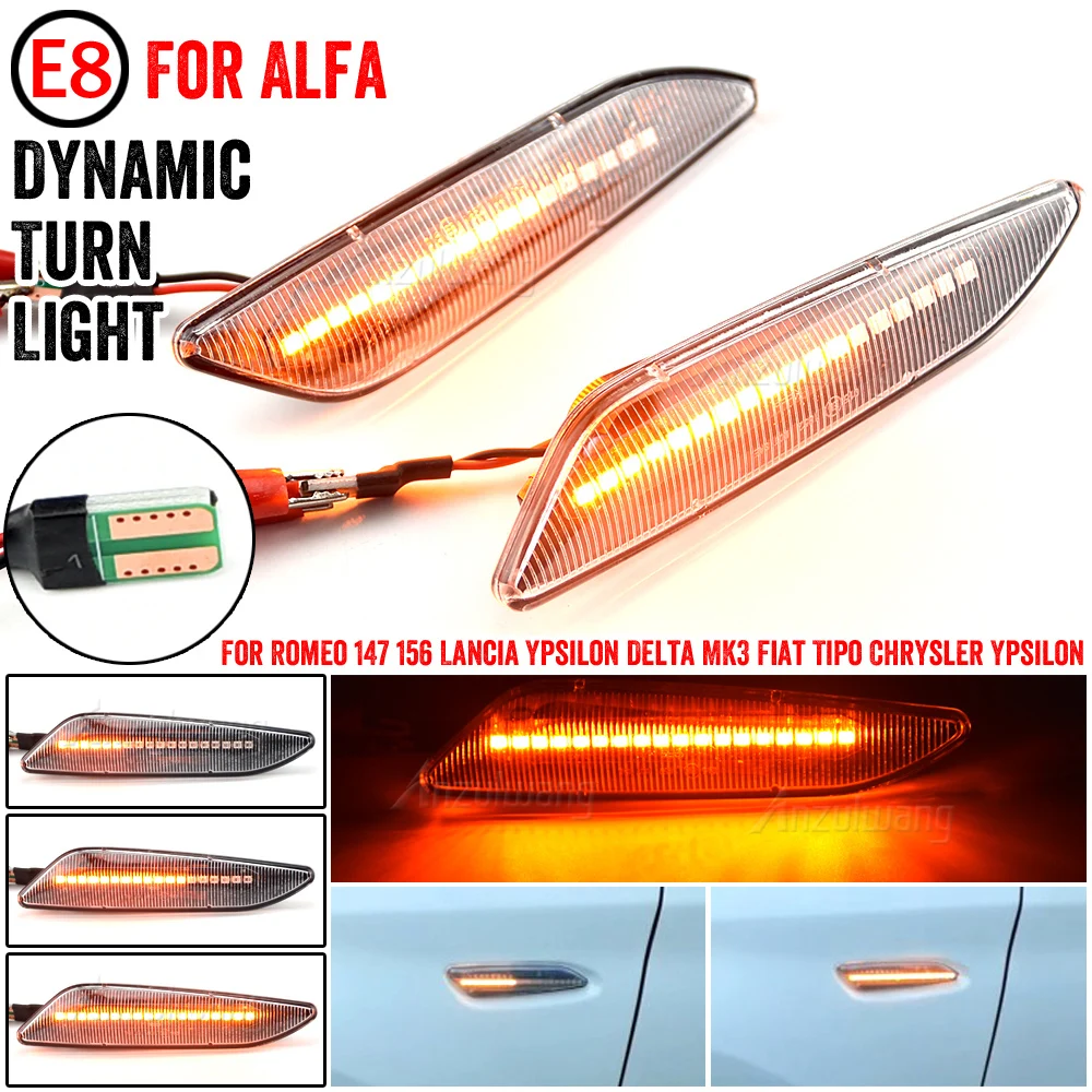 

2Pcs LED Dynamic Blinker For Alfa Romeo 156 147/Fiat Tipo/Lancia Delta 3 Ypsilon Side Marker Light Arrow Turn Signal Lamps