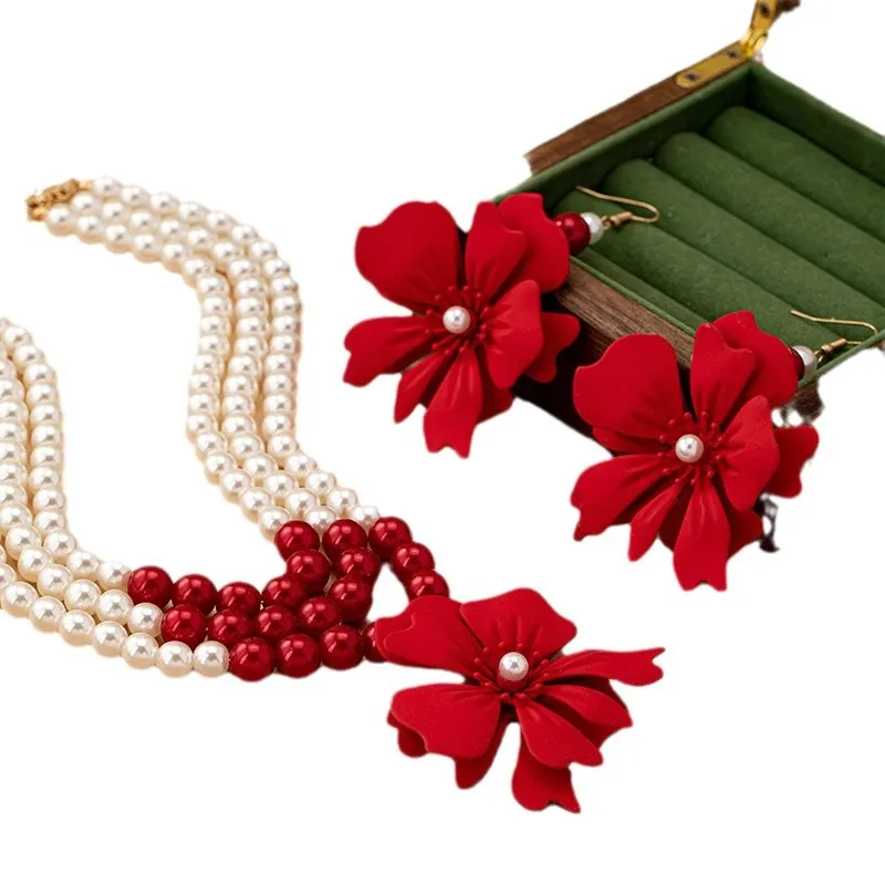 Necklace Big Red Flowers Pendant 3 Layers of Pearl Chain Women Girls Gifts Fashion Jewelry Hot Sale Party Gift 5 Mallzona S60659df571394510843205c3c49daccfD Necklace Big Red Flowers Pendant 3 Layers of Pearl Chain Women Girls Gifts Fashion Jewelry Hot Sale Party Gift Mallzona