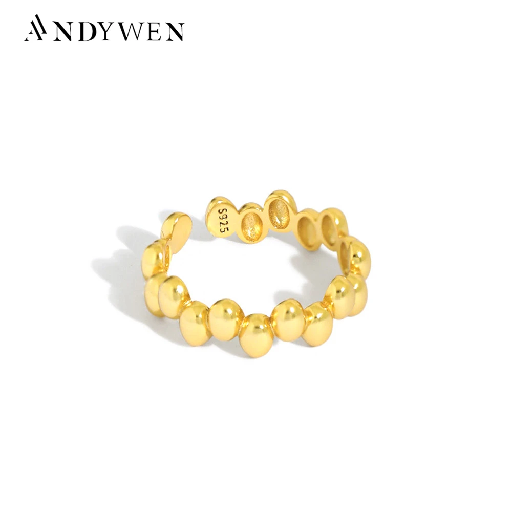 Andywen 925 Стерлинговое Серебро, золотые бусины, женская мода, роскошные ювелирные изделия, регулируемые кольца, женские круглые очаровательные драгоценности
Andywen 925 Стерлинговое Серебро, золотые бусины, женская мода, роскошные ювелирные изделия, регулируемые кольца, женские круглые очаровательные драгоценности