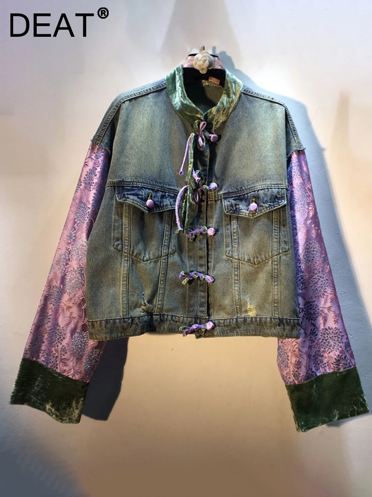 DEAT Women's Denim Coat Stand-up Collate Patchwork Embroidery Purple Sleeves Long Sleeve Jackets 2024 Spring New Fashion 29L3591
DEAT Women's Denim Coat Stand-up Collate Patchwork Embroidery Purple Sleeves Long Sleeve Jackets 2024 Spring New Fashion 29L3591