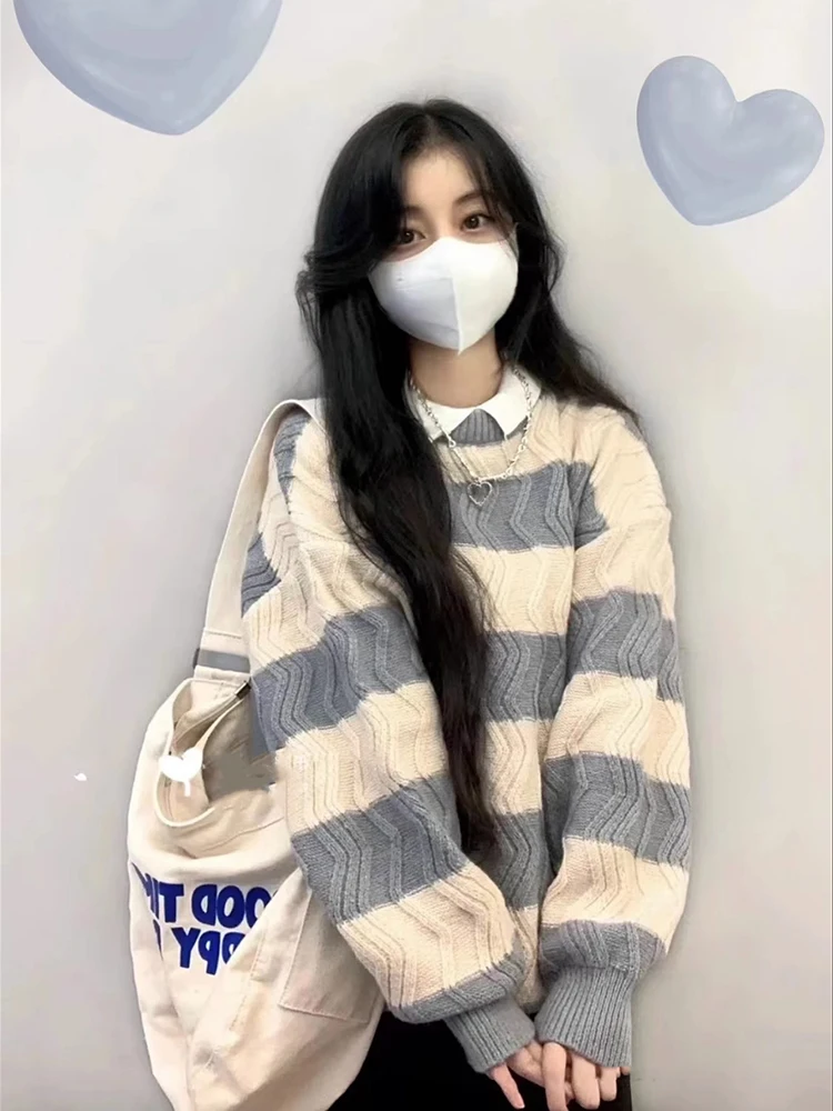 minimalist striped milk sweater for women in autumn and winterwearing loose and lazy glutinous knit sweater top
minimalist striped milk sweater for women in autumn and winterwearing loose and lazy glutinous knit sweater top