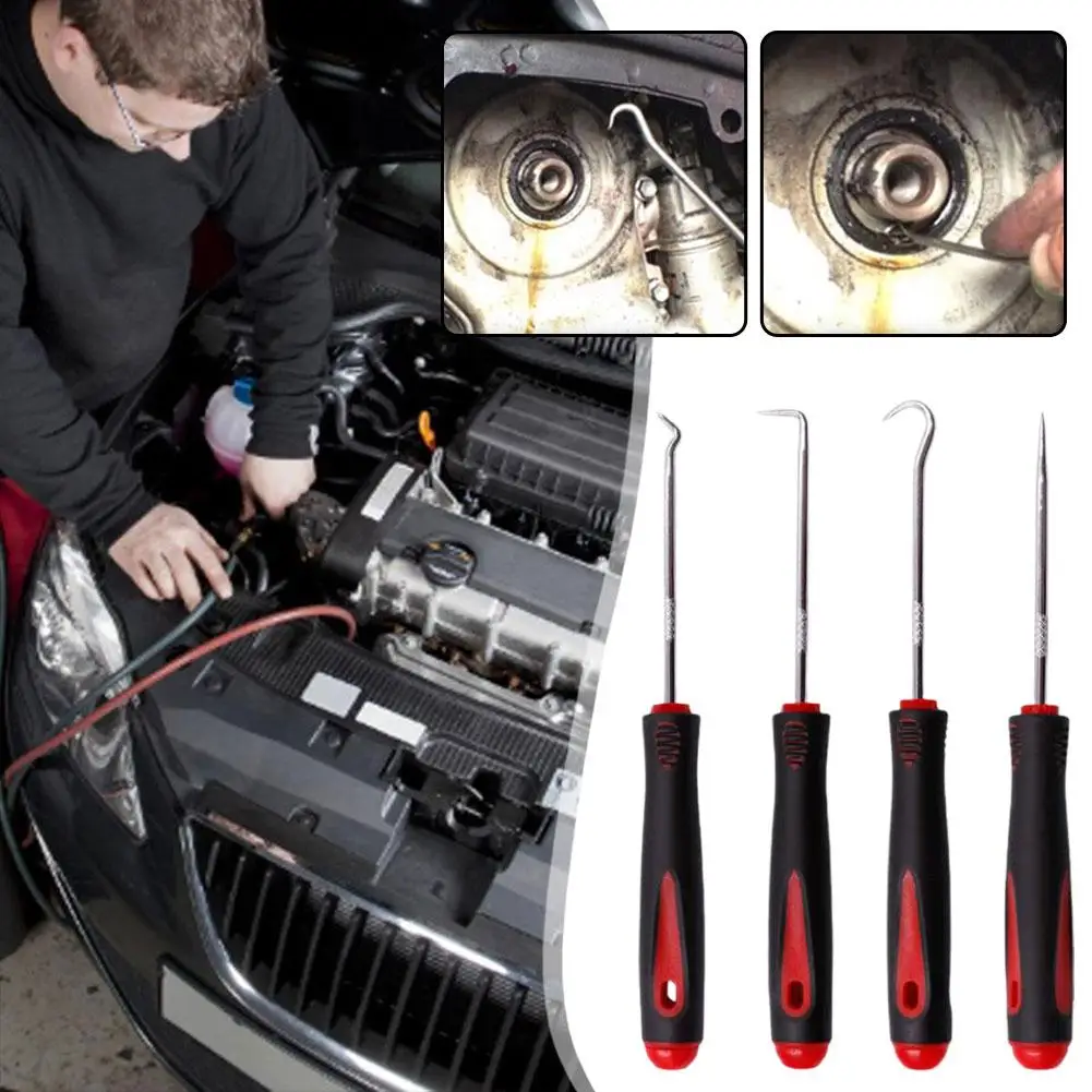 

4 шт. набор крючков для точного захвата автомобильного масла, инструмент для вытягивания прокладки, ремонта автомобильного масла, инструмент для удаления уплотнений, обслуживания P1O7