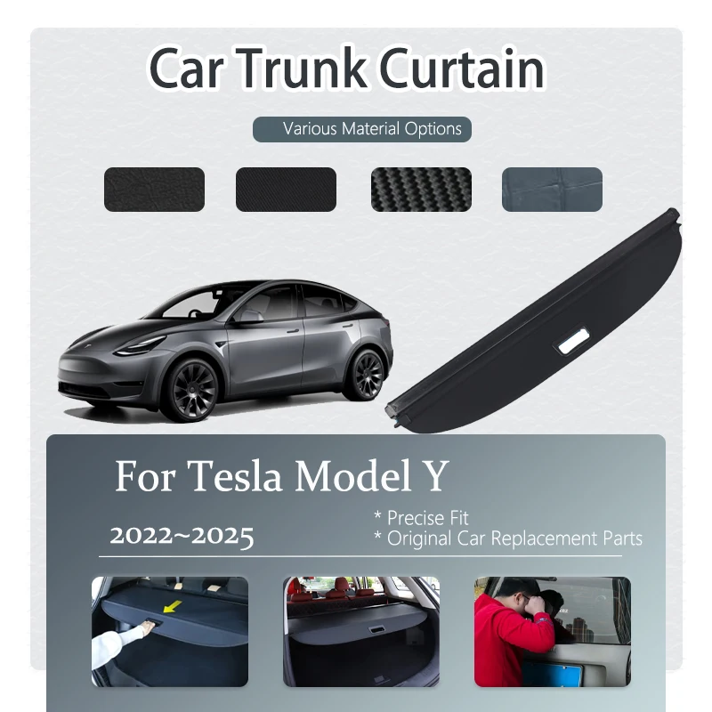 

Car Trunk Curtain Cover For Tesla Model Y 2022 2023 2024 2025 Security Retractable Trunk Rack Partition Shelter Auto Accessories