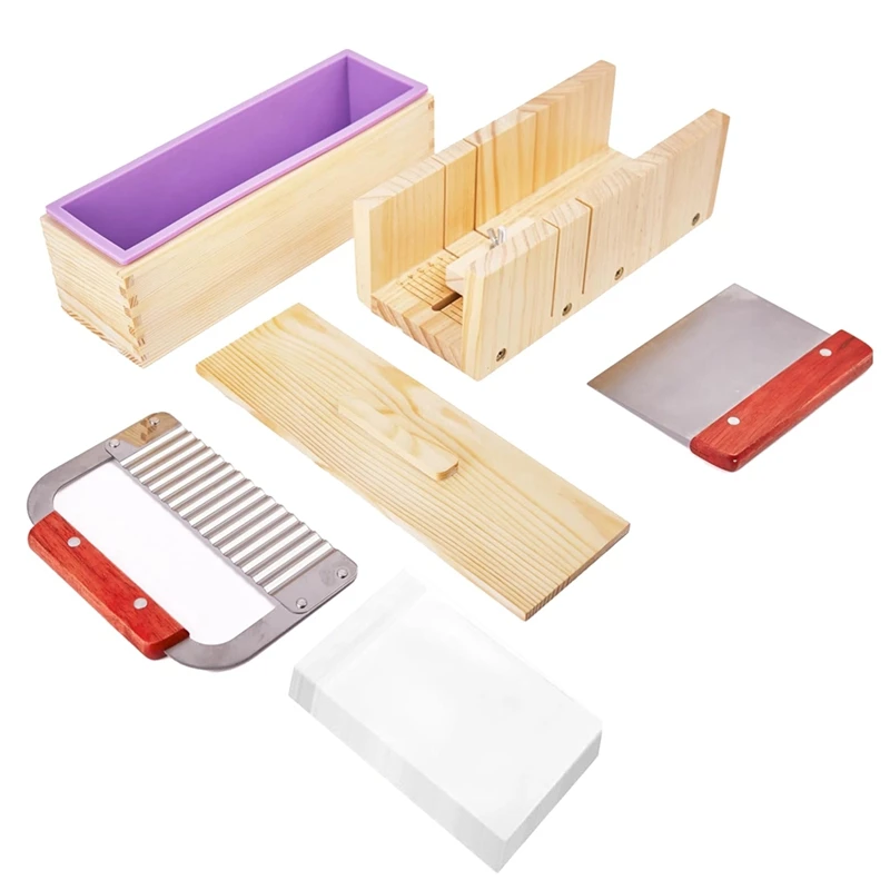 

Soap Making Set 42 OZ Soap Molds With Adjustable Wooden Soap Measuring Box, Soap Cutter. DIY Kit