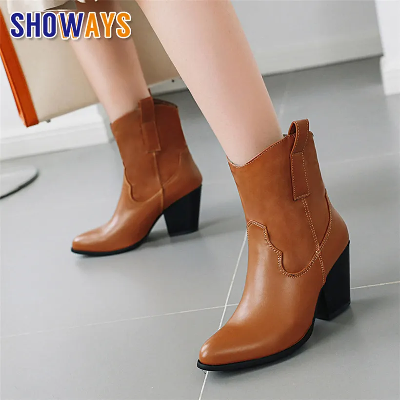 Winter Western Cowgirl Ankle Boots White Brown Black Pointed Toe High Block Heels Casual Office Dress Ladies Slip-on Short Boots
Winter Western Cowgirl Ankle Boots White Brown Black Pointed Toe High Block Heels Casual Office Dress Ladies Slip-on Short Boots