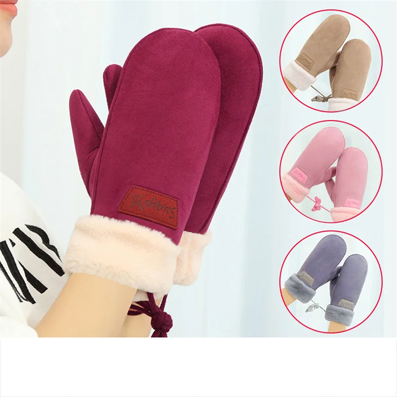 

New sheepskin men's gloves with thicker wool lining and winter fashion windproof and cold-proof warm gloves