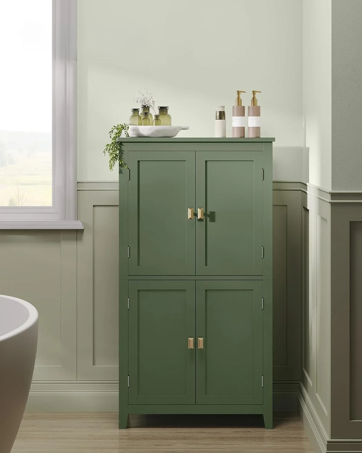 Bathroom Floor Storage Cabinet, Bathroom Storage Unit, Freestanding Cabinet with 4 Doors, Adjustable Shelves
Bathroom Floor Storage Cabinet, Bathroom Storage Unit, Freestanding Cabinet with 4 Doors, Adjustable Shelves