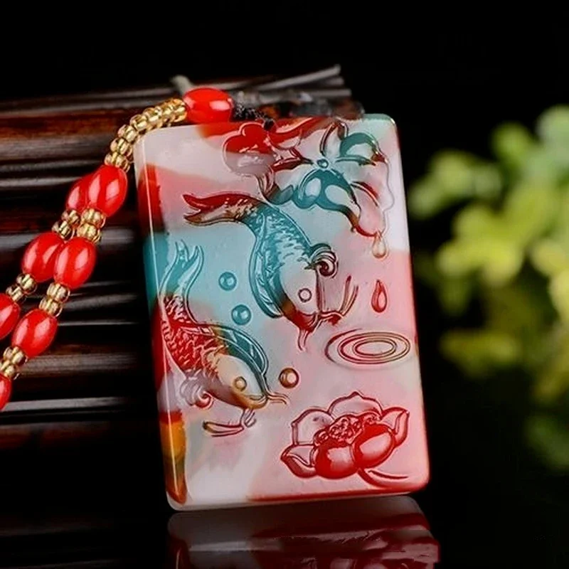 Natural Colorful Jade Hand-carved Fish Pendant Fashion Boutique Jewelry Men and Women Models Have Fish Necklace Gifts Every Year
Natural Colorful Jade Hand-carved Fish Pendant Fashion Boutique Jewelry Men and Women Models Have Fish Necklace Gifts Every Year