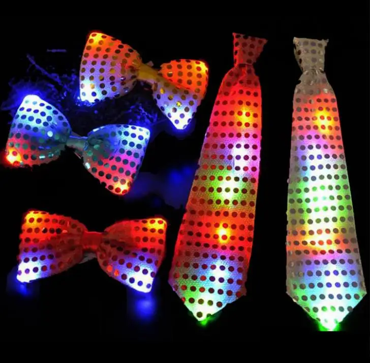 

100 шт./лот мигающий светящийся галстук-бабочка светодиодный женский мужской галстук-бабочка с блестками для дня рождения свадебное украшение подарок SN2253