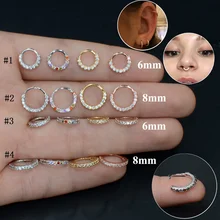 

Top micro inlaid zircon nose nail copper nose ring ear cartilage ear clip earrings temperament silver jewelry