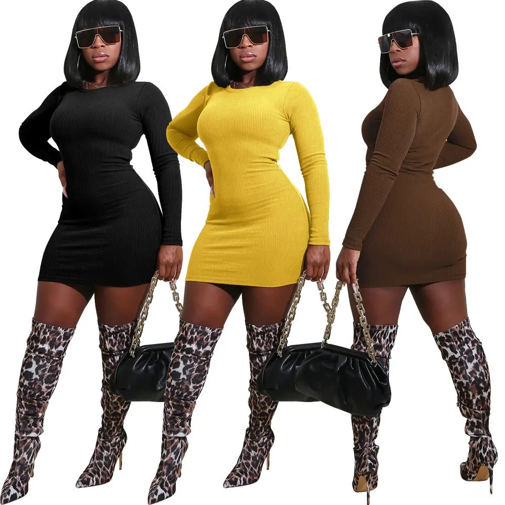 

Y2KWomen'S Monochromatic Thread Sexy Tight Dress, Commuter, Versatile, Spring And Autumn, New Fashion, 2024