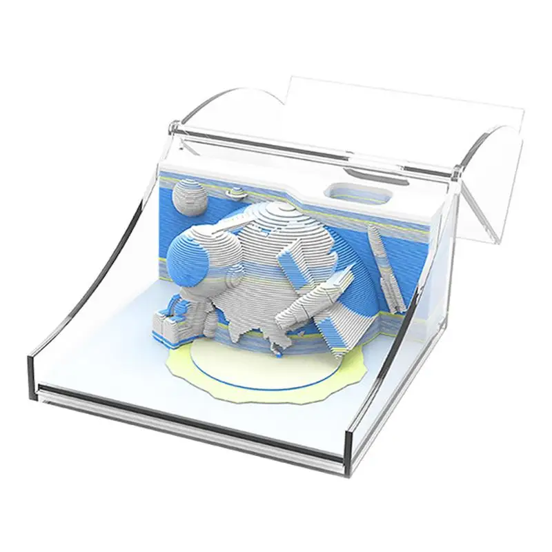 

3D художественный блокнот для записей бумага резьба искусство 3D клейкие заметки 3D художественный календарь пространство тема бумага резьба рабочего стола скульптура настольное украшение