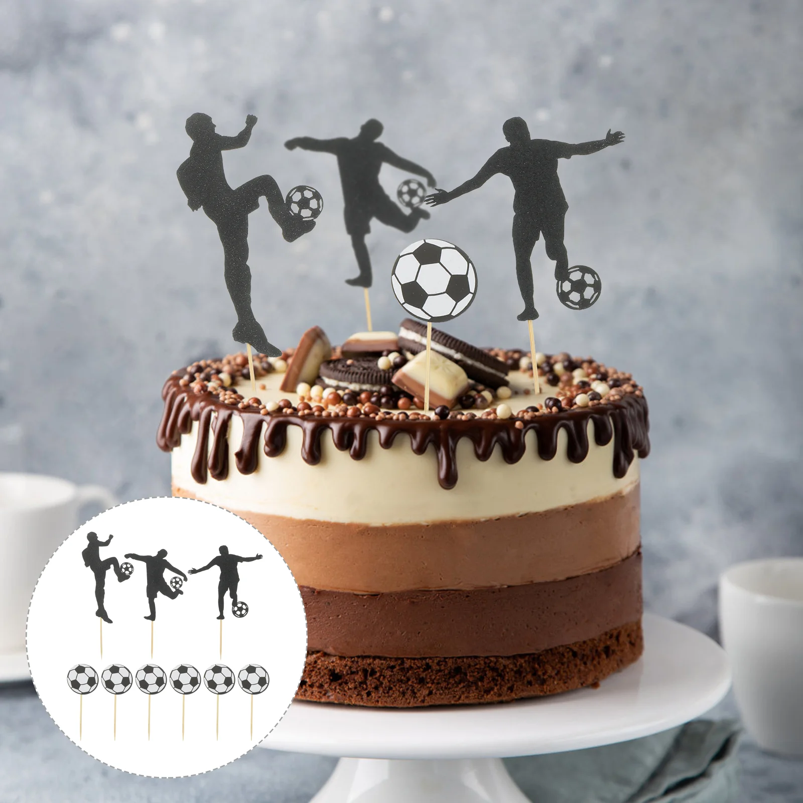 Baby Decorations Football Cake Soccer Shape Topper Cupcake Toppers Party Pull The Flag 12x12cm Black Paper cake Toper
Baby Decorations Football Cake Soccer Shape Topper Cupcake Toppers Party Pull The Flag 12x12cm Black Paper cake Toper