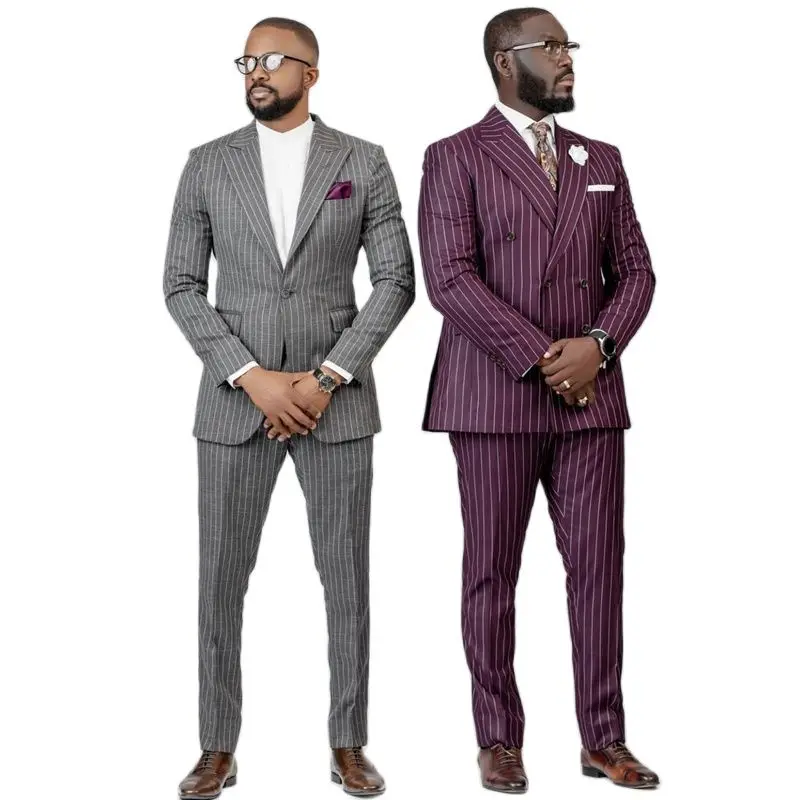 Pencil Grey Stripes Businessman Single Breasted Men Suits Slim Fit 2 Piece Big Size Formal Custom Homme Classic Blazer Sets
Pencil Grey Stripes Businessman Single Breasted Men Suits Slim Fit 2 Piece Big Size Formal Custom Homme Classic Blazer Sets