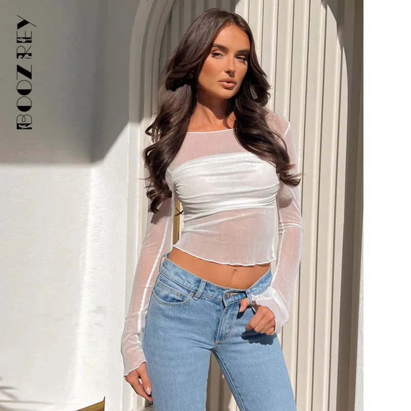 BoozRey Solid Sexy Mesh Patchwork See Through Off Shoulder T-shirt Women 2023 Autumn New Fashion Slim Long Sleeve Streetwear Top
BoozRey Solid Sexy Mesh Patchwork See Through Off Shoulder T-shirt Women 2023 Autumn New Fashion Slim Long Sleeve Streetwear Top