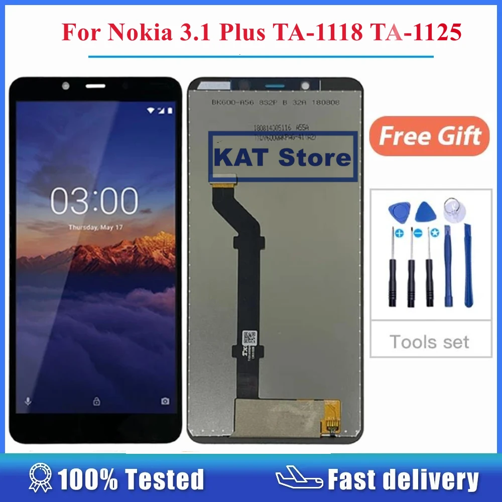Tested For Nokia 3.1 Plus TA-1118 TA-1125 LCD Display With Touch Screen Digitizer Full Assembly With Repair Tools
Tested For Nokia 3.1 Plus TA-1118 TA-1125 LCD Display With Touch Screen Digitizer Full Assembly With Repair Tools