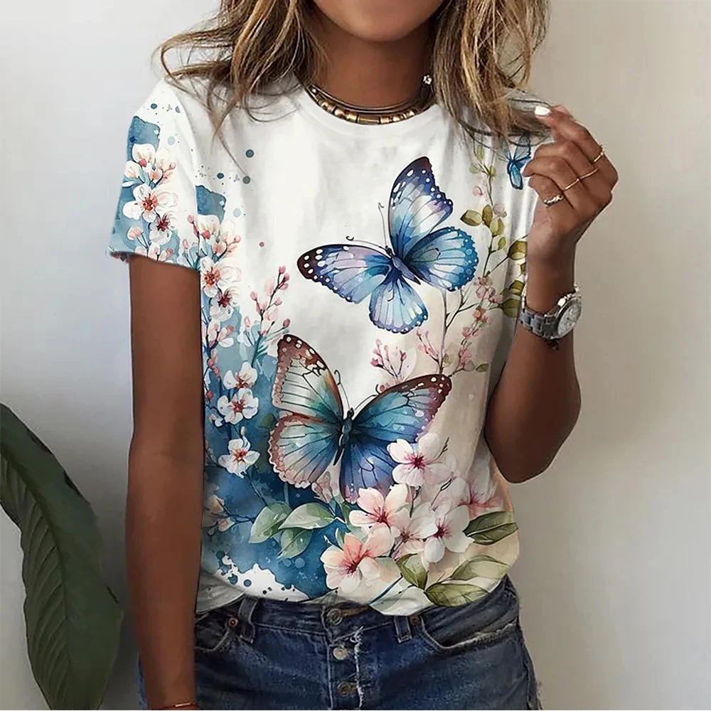 Summer Fashion Women's T-Shirt 3d Floral Print T Shirt Large Size Butterfly Top Woman Clothing Everyday Female Short Sleeve Tees
Summer Fashion Women's T-Shirt 3d Floral Print T Shirt Large Size Butterfly Top Woman Clothing Everyday Female Short Sleeve Tees