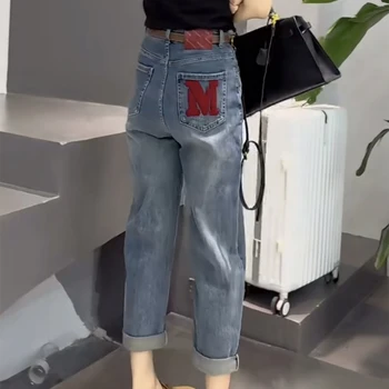 Calça Jeans Reta Y2k: Uma Peça Fundamental para o Verão de 2023 10 Y2k Harlan Jeans Children's New Summer Fat Mm Wide Leg Pants Big Size Thin Nine Points Radish Pants Daddy Pants