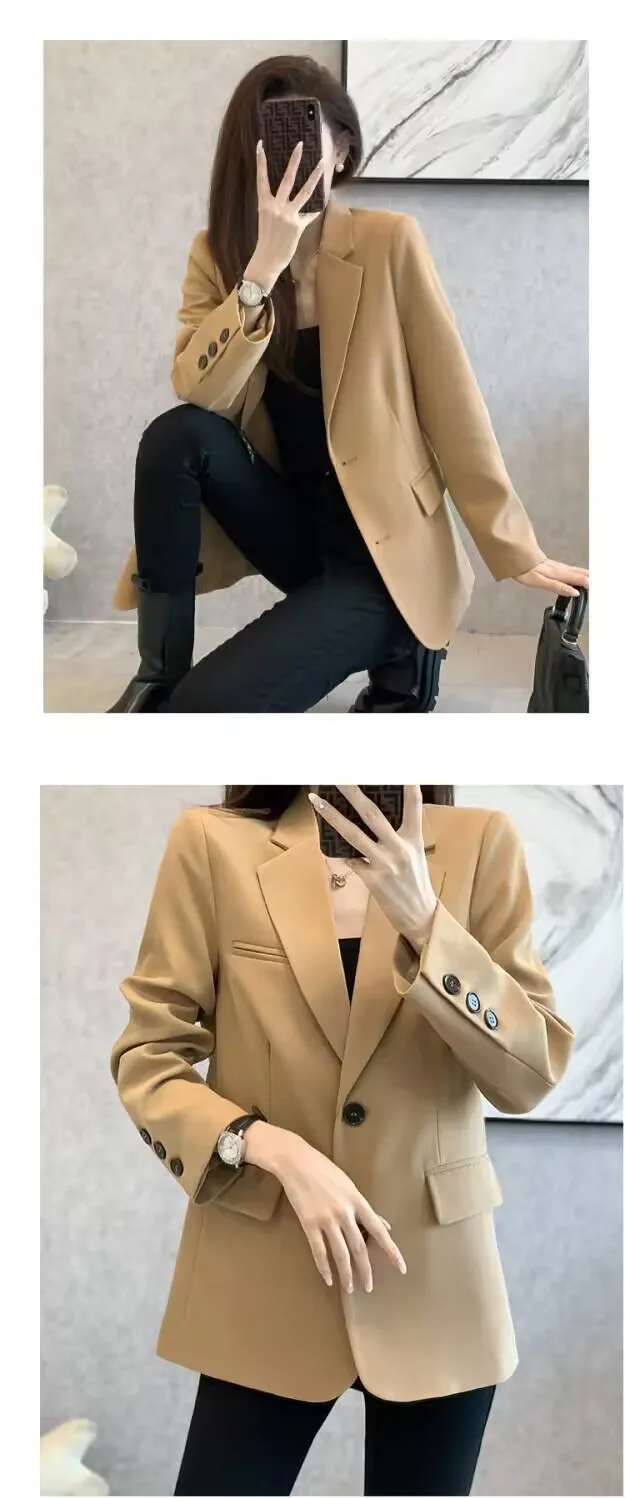 Women Blazer Casual Jacket Multi-Color Pocket All-Match Long Sleeved OL Autumn Winter Elegant Office Lady Coat Loose Solid Thin Women Blazer Casual Jacket Multi-Color Pocket All-Match Long Sleeved OL Autumn Winter Elegant Office Lady Coat Loose Solid Thin