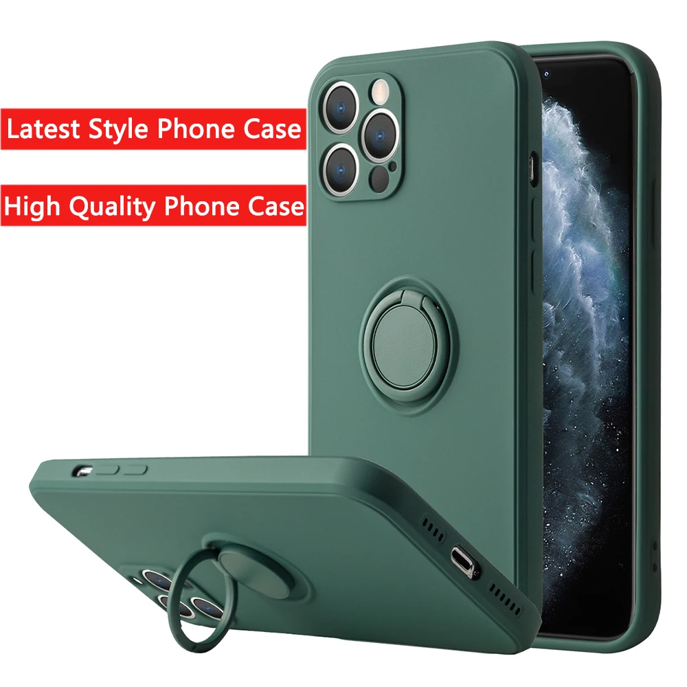Liquid Silicone Finger Ring Stand Magnetic Holder Bracket For iPhone 13 12 11 Pro Max Mini XR XS 7 8 Plus SE 2020 Phone Case | Мобильные