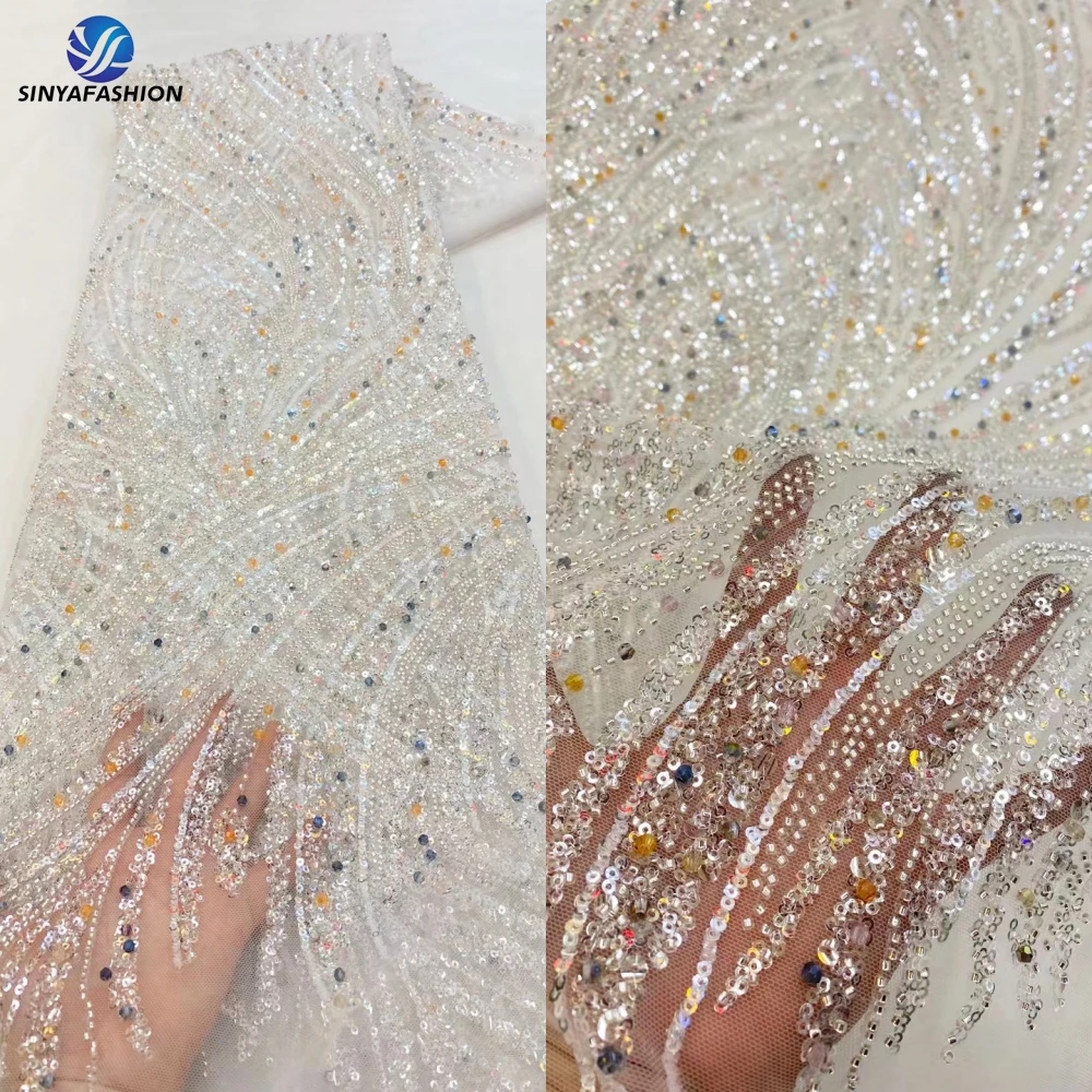 White Luxury Fully Heavy Handmade Beaded Lace Fabric 5Yards High Quality French Embroidery African Lace Fabric For Wedding Dress
White Luxury Fully Heavy Handmade Beaded Lace Fabric 5Yards High Quality French Embroidery African Lace Fabric For Wedding Dress