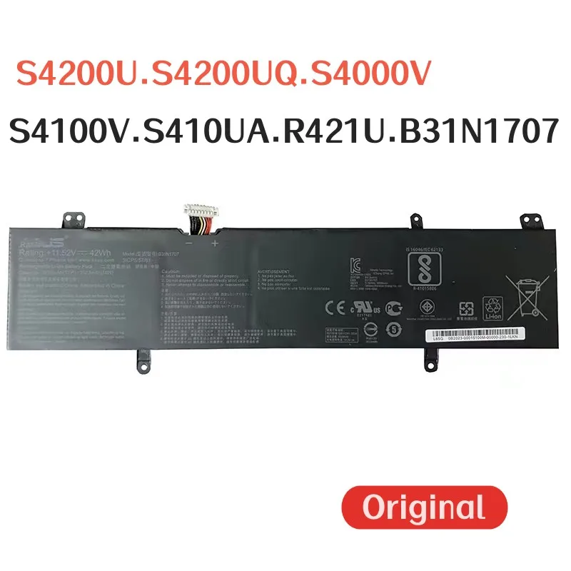 100%Original 3800mAh For ASUS S4200U S4200UQ S4000V S4100V S410UA R421U B31N1707 laptop battery
100%Original 3800mAh For ASUS S4200U S4200UQ S4000V S4100V S410UA R421U B31N1707 laptop battery