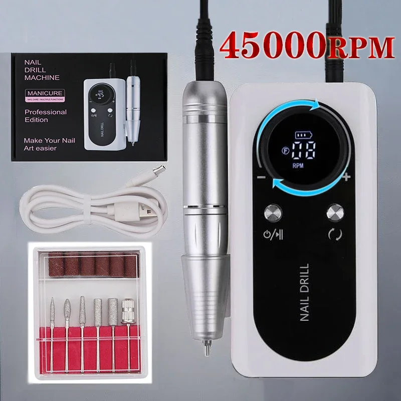 45000RPM Rechargeable Electric Nail Drill Machine With USB Connector Nail Polish Remover Drill Set Manicure Sander Low Noise
45000RPM Rechargeable Electric Nail Drill Machine With USB Connector Nail Polish Remover Drill Set Manicure Sander Low Noise