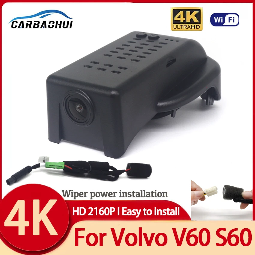 

4K HD 2160P New Plug and Play WIFi Car DVR Video Recorder Dual Lens Dash Cam For Volvo V60 S60 2018-2022 DashCam Accessories