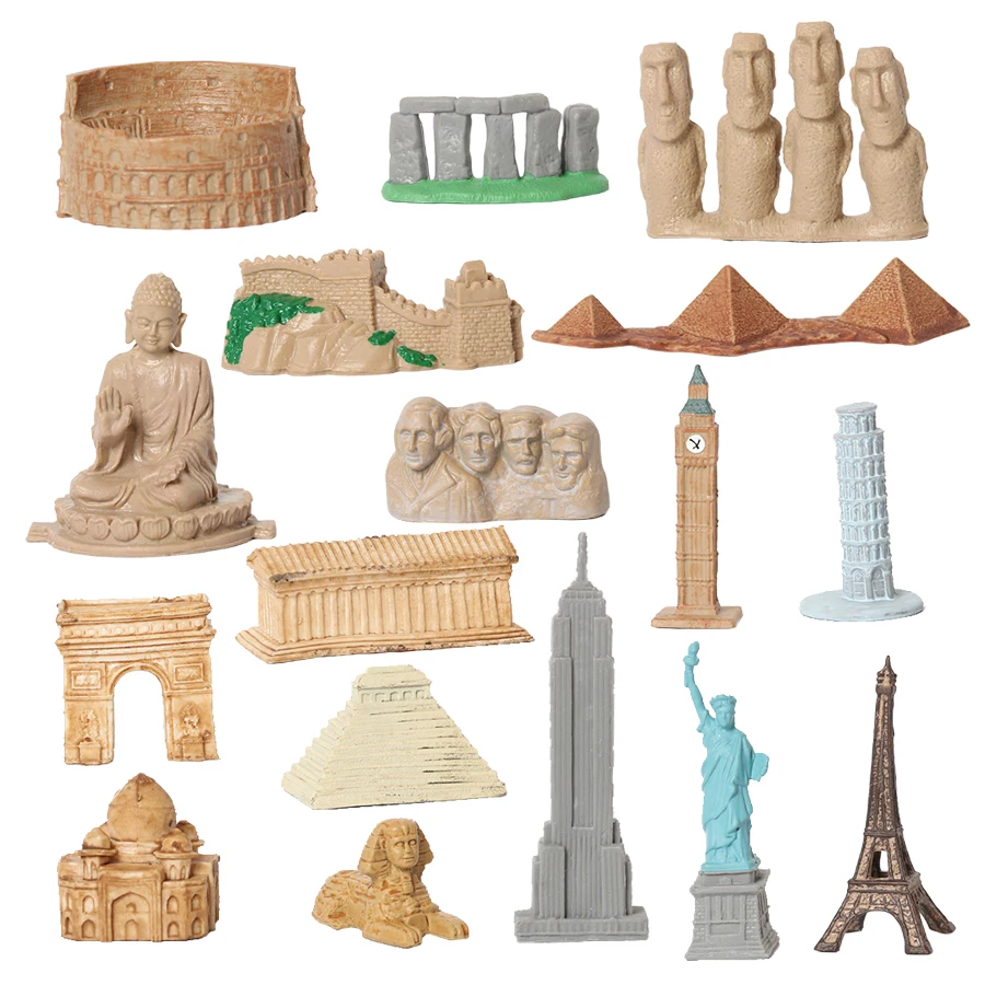 

Набор мини-фигурок со всемирно известной достопримечательностью, пирамида, египетская, Эйфелева, Статуя Свободы, детские игрушки, подарки на день рождения, Экшн-фигурки из аниме, пластиковые 3D модели