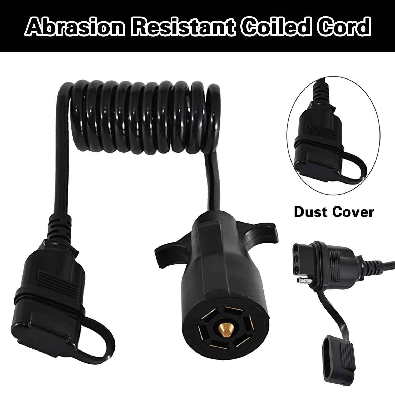 7-4 RV Trailer Adapter 5ft Way Round to 4 Way Flat Coiled Adapter Plug Stretchable Extension Wiring Spring Cable with Dust Cover
7-4 RV Trailer Adapter 5ft Way Round to 4 Way Flat Coiled Adapter Plug Stretchable Extension Wiring Spring Cable with Dust Cover