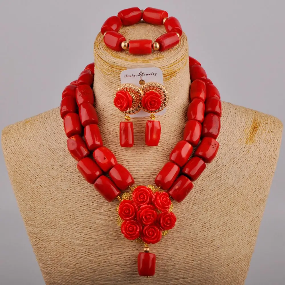 Nigerian Wedding African Beads Red Coral Jewelry Set Fashion Necklace Costume Coral Jewelry Set
Nigerian Wedding African Beads Red Coral Jewelry Set Fashion Necklace Costume Coral Jewelry Set