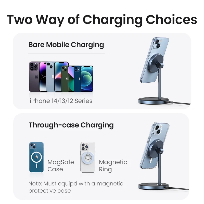 UGREEN-Support de chargeur sans fil magnétique, 20W Max, 2 en 1, support de charge rapide pour iPhone 15, 16 Pro Max, iPhone 14, AirPods 4