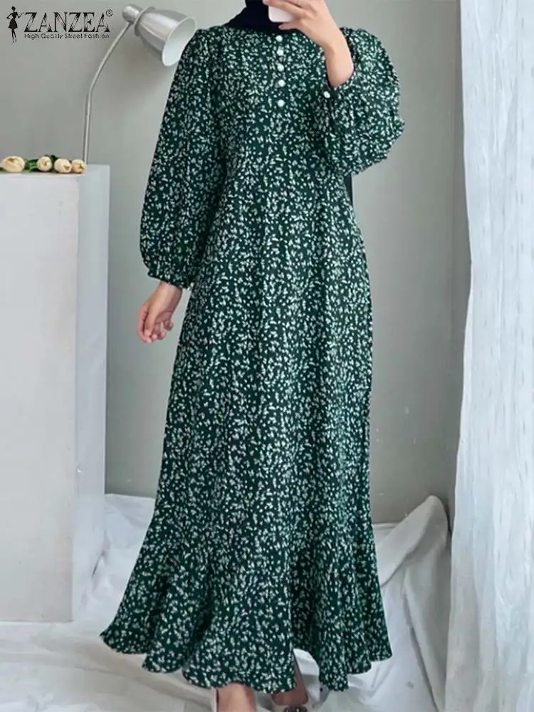 Women Floral Printed Dubai Turkey Abaya Hijab Sundress ZANZEA Vintage Muslim Long Dress Robe Femme Bohemian Islamic Clothing
Women Floral Printed Dubai Turkey Abaya Hijab Sundress ZANZEA Vintage Muslim Long Dress Robe Femme Bohemian Islamic Clothing
