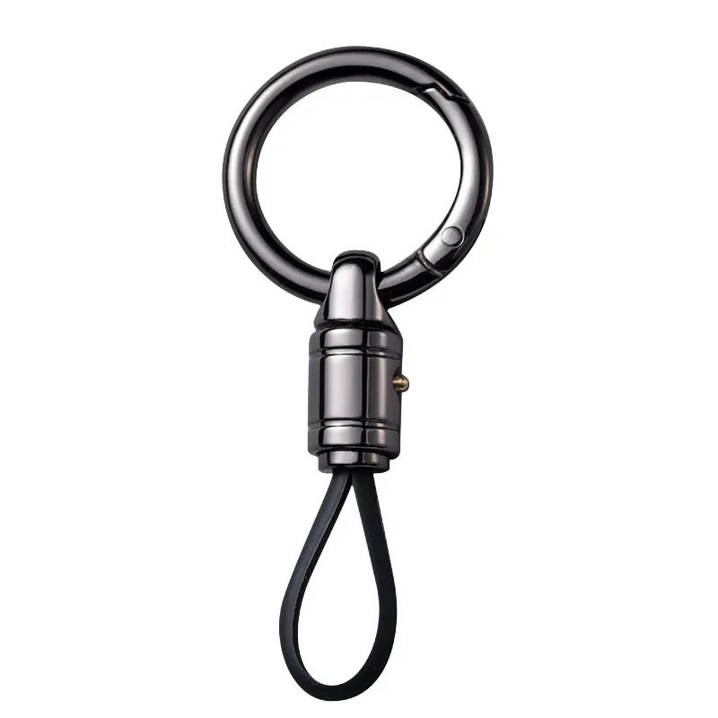 

360° Rotation Double Leather Rope High-end Car Keychain Anti Loss Waist Hanging Key Chains Rings Metal Keyring for Men and Women