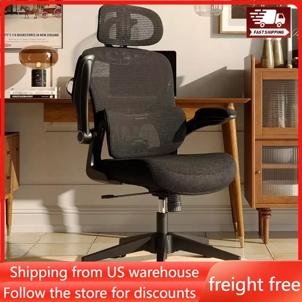 

Ergonomic Mesh Office Chair High Back Desk Chair with Adjustable Lumbar Support Flip-Up Arm Headrest Swivel Rolling Wheel