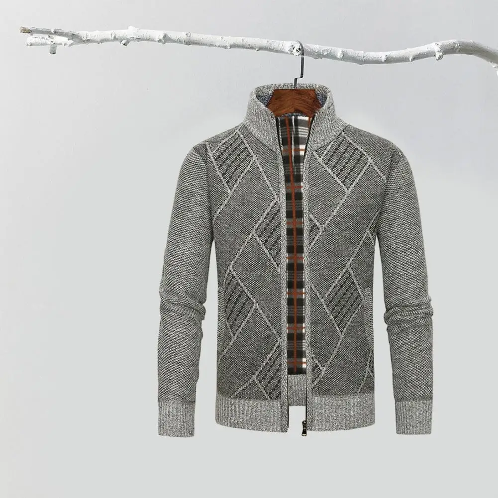 Winter Jacket Stylish Men's Geometric Print Cardigan Sweater Thick Knitted Stand Collar Zipper Closure for Fall/winter Knitted
Winter Jacket Stylish Men's Geometric Print Cardigan Sweater Thick Knitted Stand Collar Zipper Closure for Fall/winter Knitted