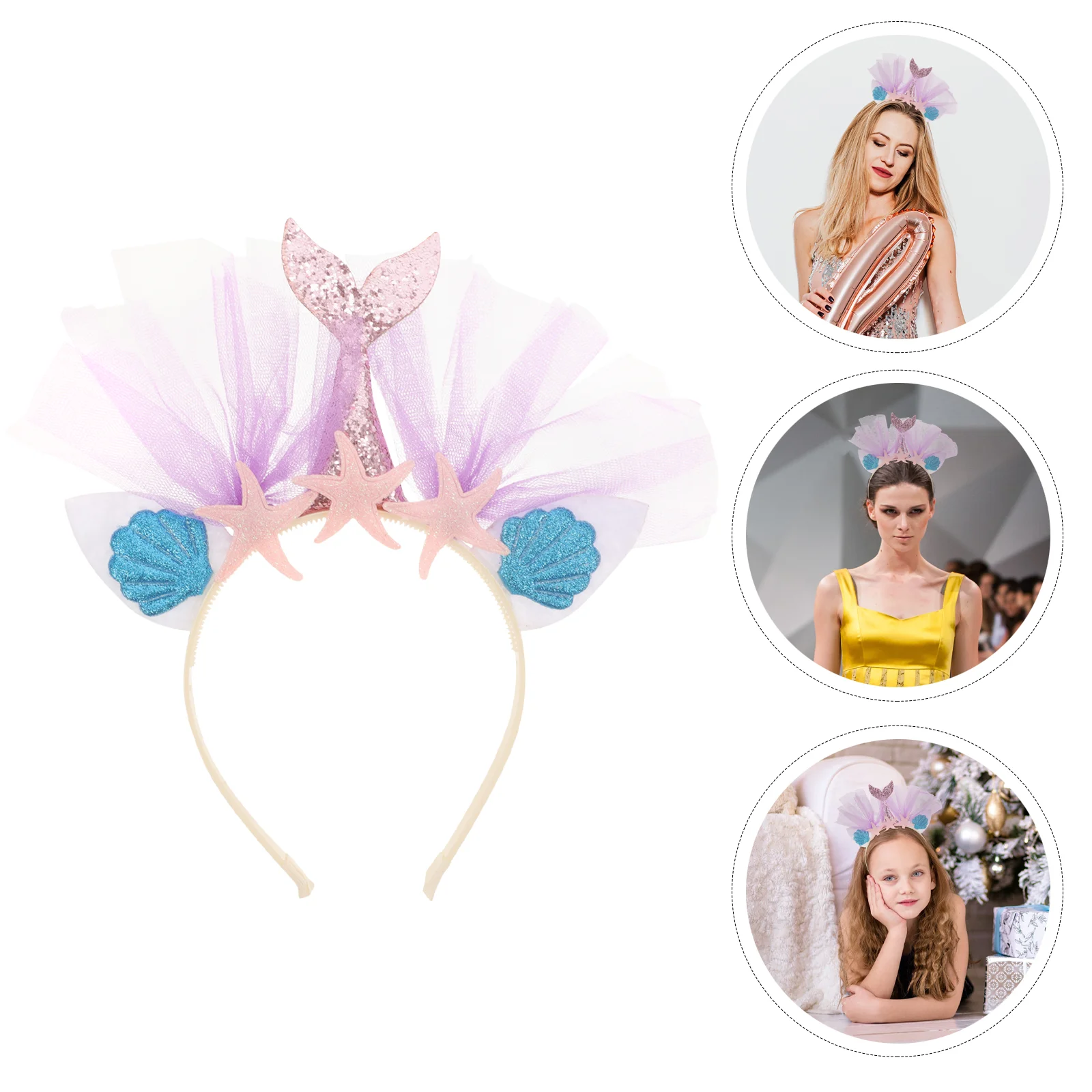 

Decorate Tail Headband Glitter Shell Hairband Tiara Tail Headbands Party Hair Accessories for ( Style 2 )