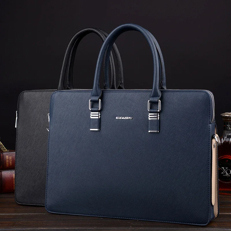 

Портфель мужской деловой с двумя карманами, модная сумка для ноутбука 14 дюймов, вместительный мессенджер на плечо для документов