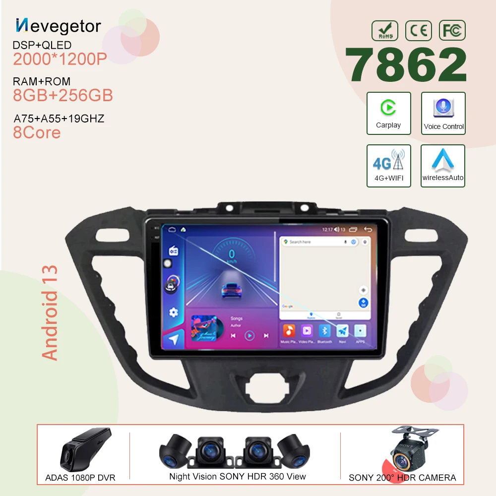 Car Android 13 For Ford Transit Tourneo Custom 2016 - 2020 Auto Radio Stereo Head Unit Multimedia Player GPS Navigation 5G Wifi
Car Android 13 For Ford Transit Tourneo Custom 2016 - 2020 Auto Radio Stereo Head Unit Multimedia Player GPS Navigation 5G Wifi