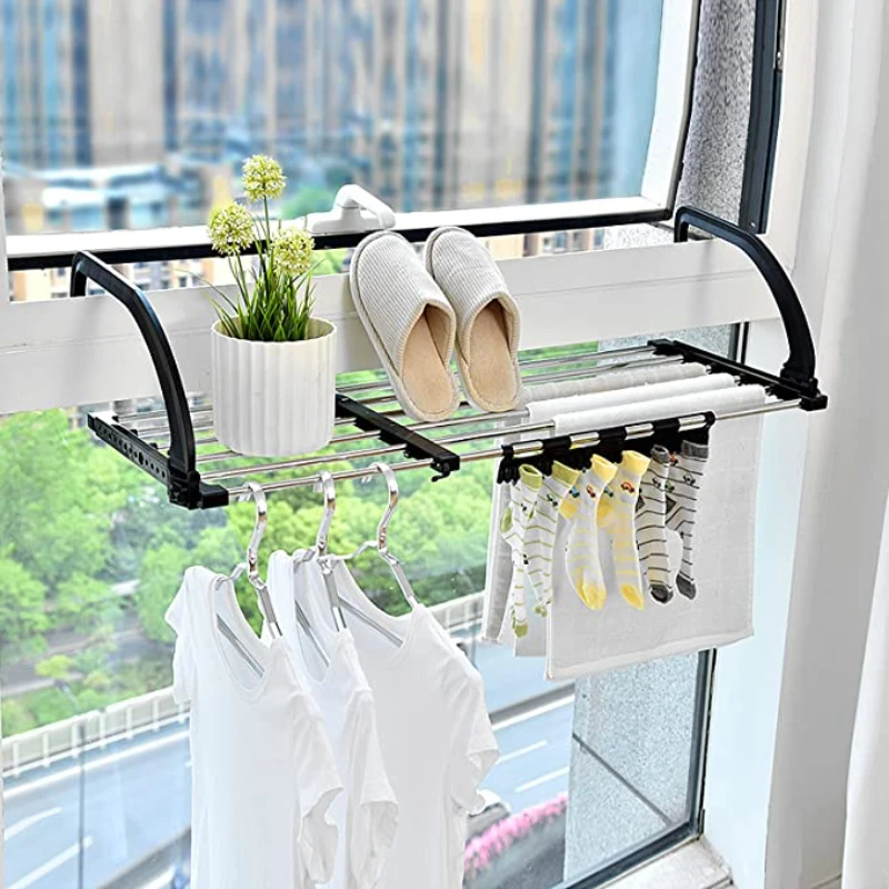 Portable balcony drying rack retractable folding laundry rack window balcony drying socks shoes clothes quilt stainless steel
Portable balcony drying rack retractable folding laundry rack window balcony drying socks shoes clothes quilt stainless steel