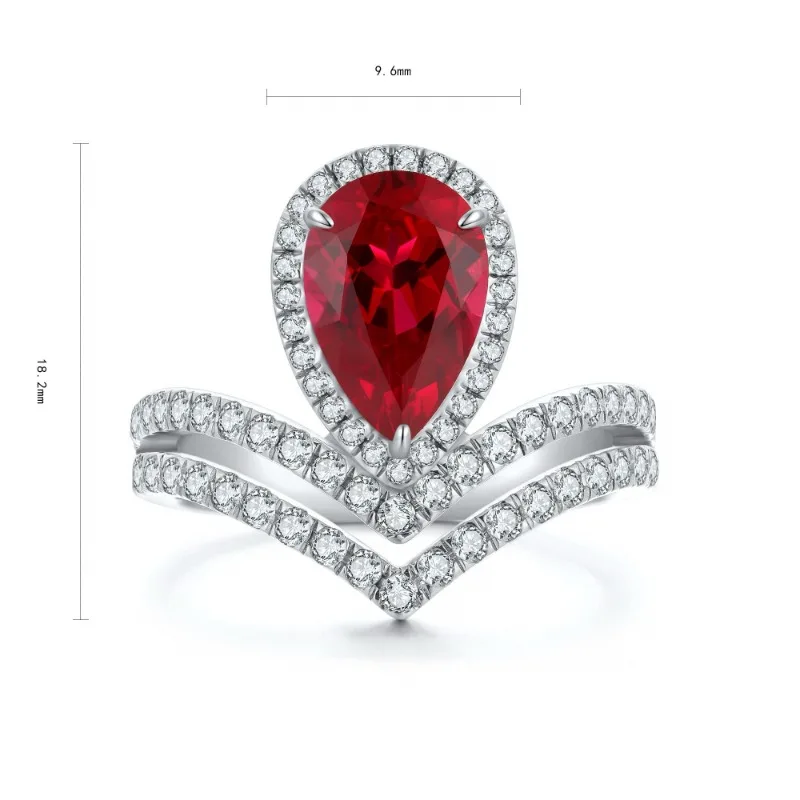 

Ruihe New Design 925 Silver 2.72ct Lab Grown Ruby Simulated Diamond Ring for Women Daily Office Jewelry Wedding Rings