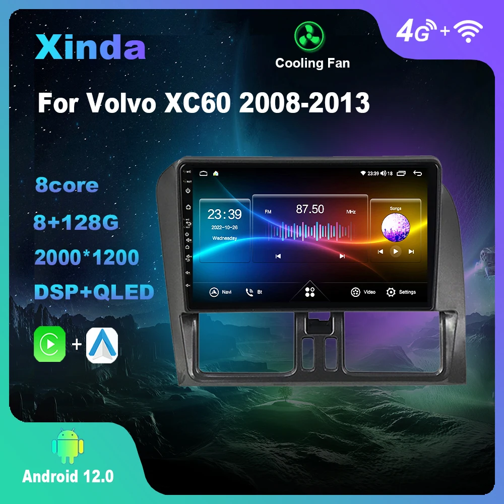 

Android For Volvo XC60 2008-2013 Multimedia Player Auto Radio GPS Carplay 4G WiFi