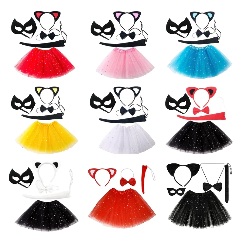 Kids Girls performance Costume tutu skirt Cat ear Headband mask tail Bowtie set Children cosplay suit
Kids Girls performance Costume tutu skirt Cat ear Headband mask tail Bowtie set Children cosplay suit