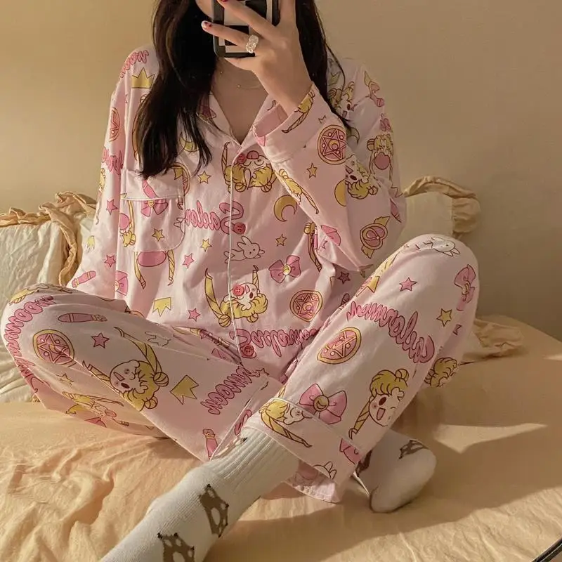 Kawaii Cotton Pajamas Tsukino Usagi Sailor Moon Cute Anime Winter 2022 New Long Sleeve Pants Home Clothes Suit Girls Gift
Kawaii Cotton Pajamas Tsukino Usagi Sailor Moon Cute Anime Winter 2022 New Long Sleeve Pants Home Clothes Suit Girls Gift