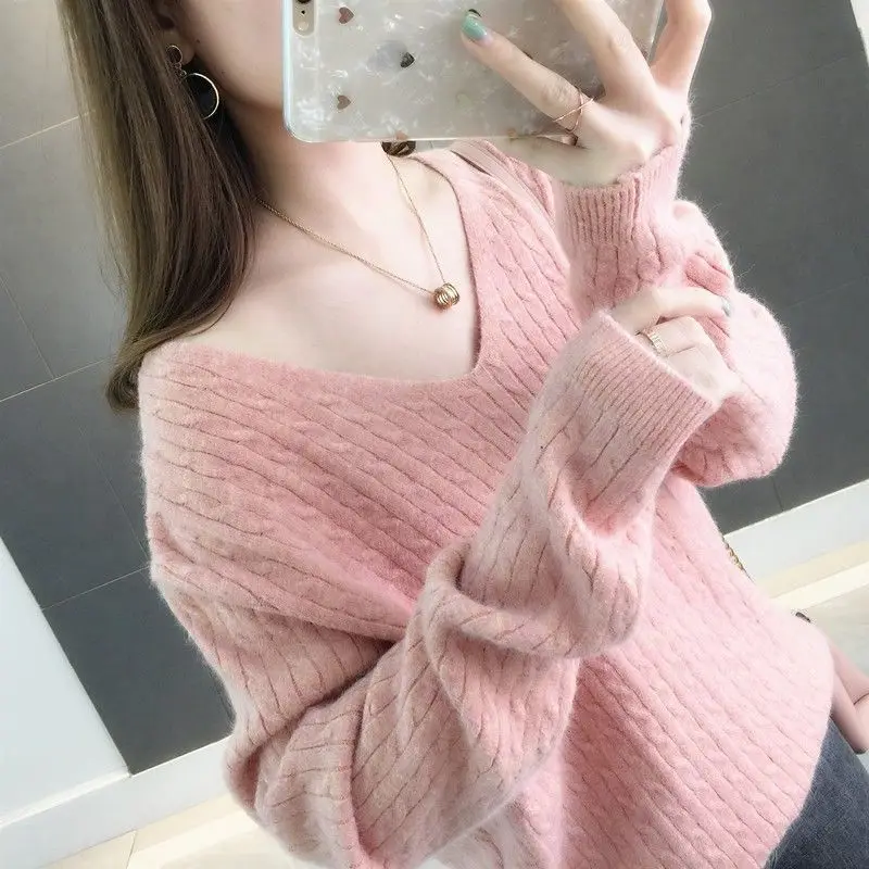 Fashion V-Neck Knitting Solid Color All-match Korean Sweater Women's Clothing 2023 Autumn New Loose Casual Pullovers Sweet Tops
Fashion V-Neck Knitting Solid Color All-match Korean Sweater Women's Clothing 2023 Autumn New Loose Casual Pullovers Sweet Tops