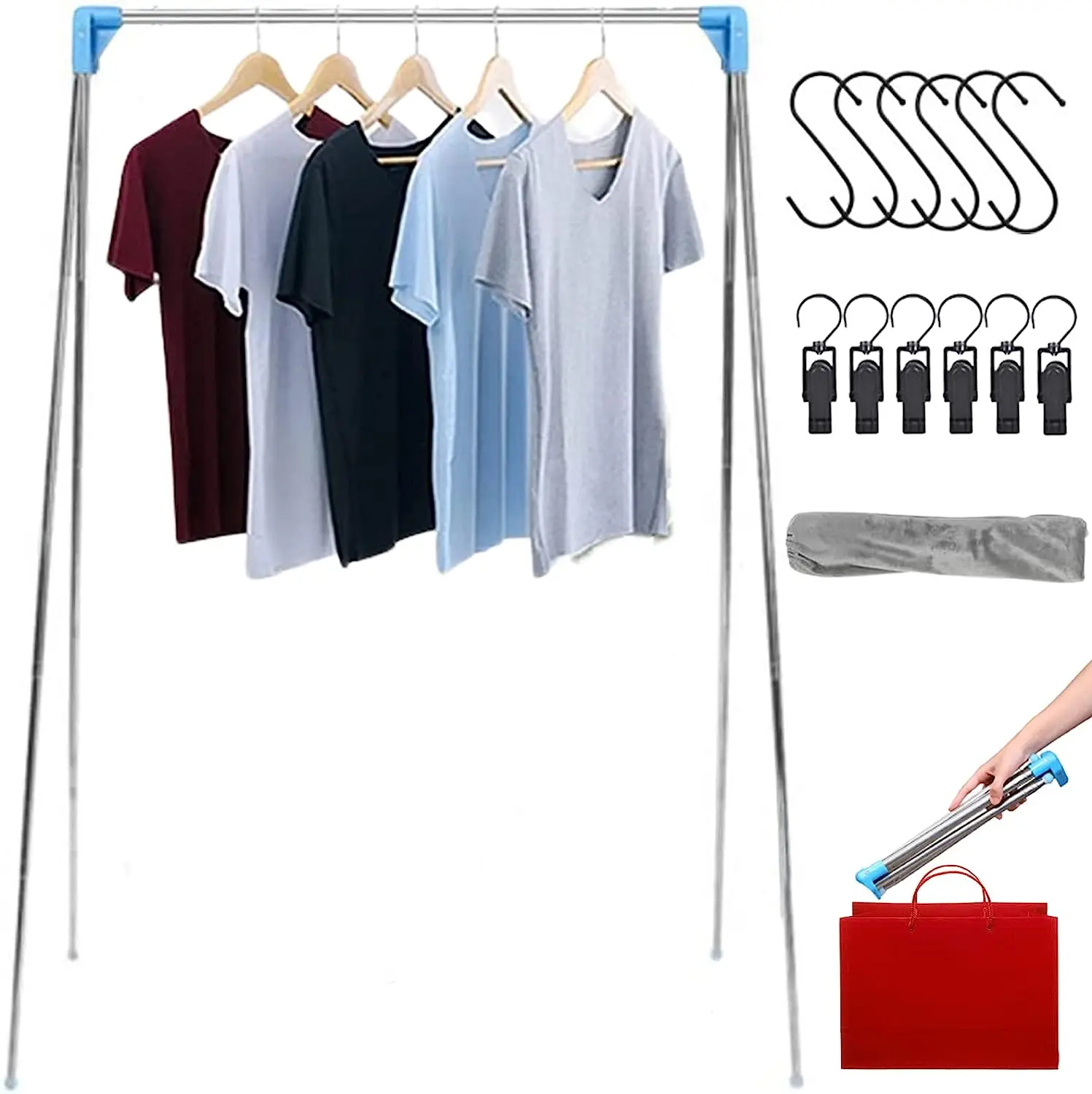 Portable Travel Garment Rack, Stainless Steel Foldable Clothes Rack, Extra Compact and Lightweight
Portable Travel Garment Rack, Stainless Steel Foldable Clothes Rack, Extra Compact and Lightweight