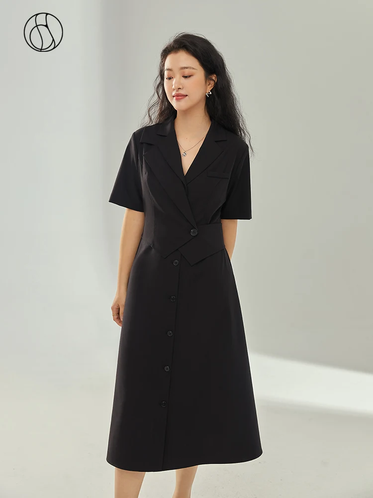 DUSHU Slightly Fat Lady Notched Collar Short Sleeve Long Suit Dress Loose Waist Mid-Calf A-LINE Dress Office Lady Solid Commuter
DUSHU Slightly Fat Lady Notched Collar Short Sleeve Long Suit Dress Loose Waist Mid-Calf A-LINE Dress Office Lady Solid Commuter
